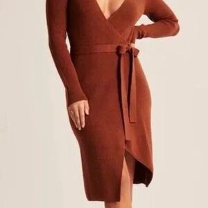 BNWT Brown Abercrombie and Fitch Wrap Sweater Dress - Size XXSP